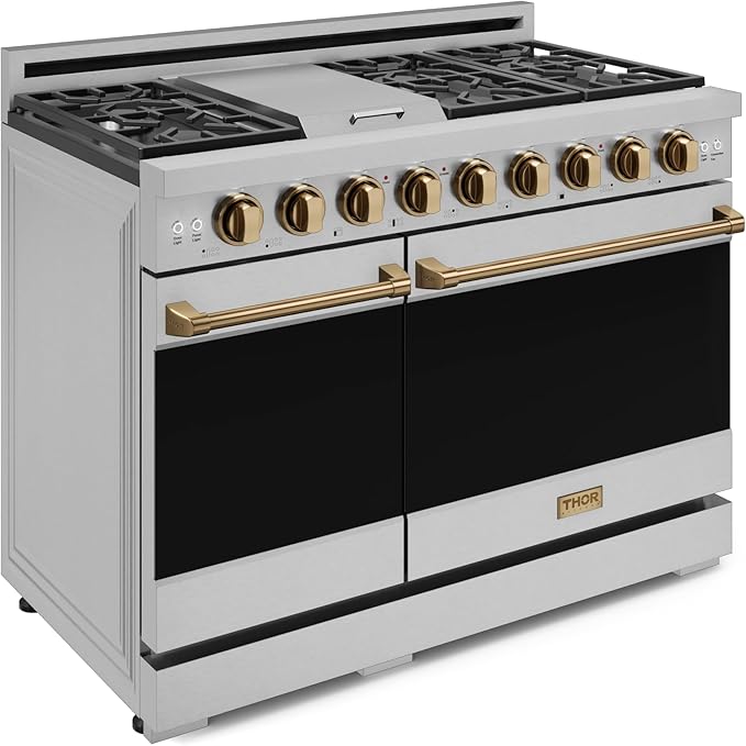 Gordon Ramsay by THOR Kitchen 48 Inch Professional Liquid Propane Range with Tilt Panel Touch Control in Stainless Steel/Bronze