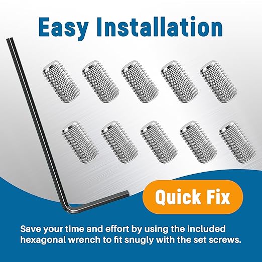 10-Pack 155023 Screw Kit Replacement for Moen | 304 Stainless Steel Set Screw Kit | Includes Wrench for Kitchen Faucet Handle Repair & Faucet Replacement Parts