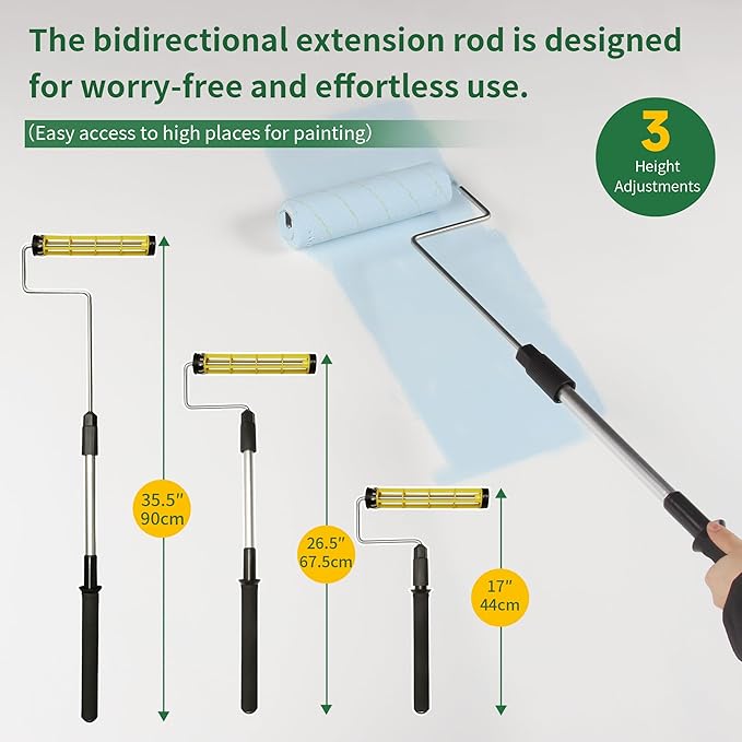 VOOMEY Paint Roller Kit, 12 Inch Paint Tray, 9-Inch Paint Roller Extension Pole, Small Paint Roller, Paint Brush, 28 Piece Set,Great for Professional Painters and Home Decoration