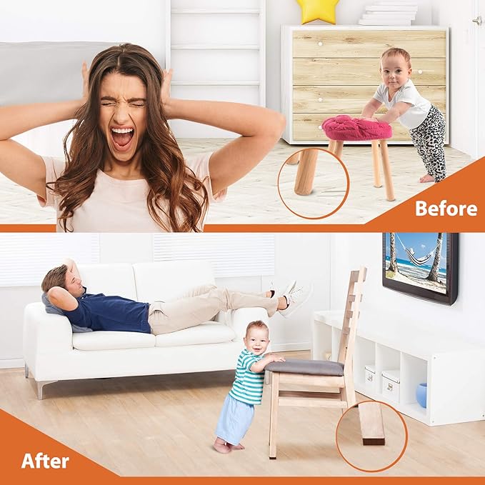 Furniture Pads Felt Pads 300 Pieces Huge Pack Furniture Felt Pads, Self Adhesive Anti Scratch Floor Protectors for Furniture on Hardwood Tile Floor, with 60 Cabinet Door Bumpers, Brown