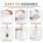 Linen Drum Lamp Shade - Heather White - 13" x 13" x 10" - Easy Installation & Versatile Home Decor | Round Shade for Table & Desk Lamps - ASSEMBLY REQUIRED