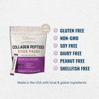 Live Conscious Collagen Peptides Powder Unflavored Packets - Hydrolyzed Collagen Powder - Hair, Skin, Nail, & Joint Support - Type I & III Grass-Fed Collagen Supplements for Women and Men - Pack of 20