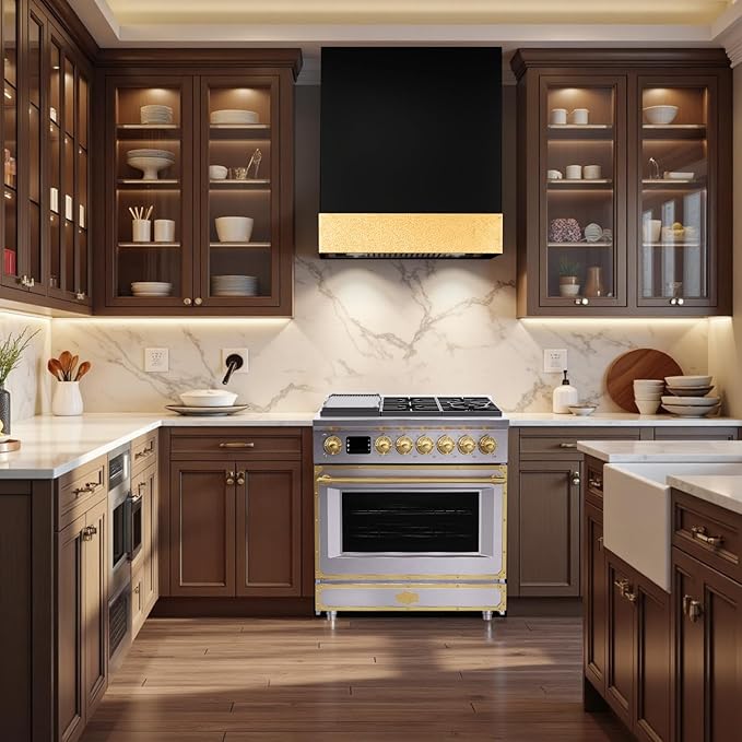 Akicon 36" Freestanding Gas Cooktop Oven Combo, Features 6 Sealed Burners, 5.2 Cu.ft Rapid Convection Oven, Convertible Fuel (NG/LP), Durable Cast Iron Grating (BSGBGGA1)