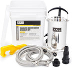 Tankless Water Heater Flush Kit Includes 1/3HP Stainless Steel Sump Pump with Two Adapters & 3 Gallons Pail with Bucket Lid Opener & Two 1/2” Dia X 6’ Hoses with Washers
