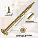 2-7/8 Inch Heavy-Duty Outdoor Deck Screws, 600Pcs Star Drive Decking Wood Screws, Rust Resistant Timber Screws for Timber/Log/Landscaping Wood (#14 x 2-7/8 Tan)