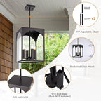 VINLUZ Outdoor 4 Light Pendant Lighting,Classic Outside Chandelier Exterior Hanging Lantern Light with Clear Glass Shade Oil Rubbed Bronze Finish for Porch, Yard, Gazebo