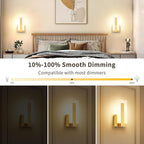 Joosenhouse Modern LED Wall Sconce Set of 2, Dimmable Hardwired Bathroom Vanity Light Indoor Wall Sconce for Hallway, Bedroom, Study, Living Room, 9.76 Inch Brass Wall Lights