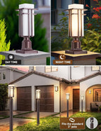 Oil Rubbed Bronze Outdoor Post Lights,Waterproof Pole Mount Light Fixture with Pier Mount Adapter(with 3-Inch Pier Mount Base), Exterior Lamp Post Lantern Head for Yard,Garden Backyard and Porch
