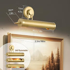 18in Picture Lights Hardwired Brass Picture Light, Gold Modern Picture Light for Wall, 360°Rotatable Art Light Gallery Lights, Wall Sconces for Painting Display Artwork Portrait