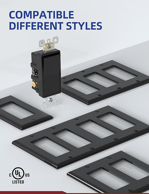 AIDA 20 Pack 4 Way Switch Decorative Light Switch, 15Amp, 120/277 Volt, 4 Way Decorative Light Rocker Switch Replacement, Self-Grounding, Residential and Commercial Grade, UL Listed