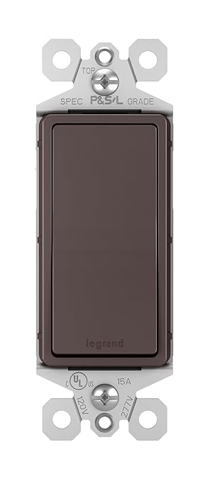 Legrand radiant TM870DBCC10 15 Amp Rocker Wall Switch, Single Pole Decorator Light Switches, Dark Bronze (1 Count)