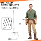 5 Tine Pitchfork for Gardening, Heavy Duty Pitchfork with Fiberglass Handle, Garden Fork for Mulching, 58 Inches