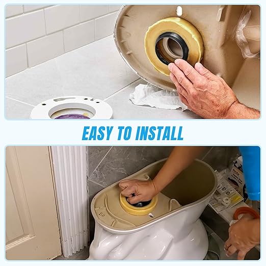 Toilet Wax Ring Replacement Kit, Wax Ring for Toilet Base with Brass Bolt for 3-Inch or 4-Inch Floor-Mounted Toilet Drain Pipe