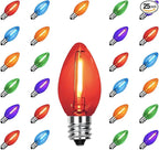 C7 Replacement Bulbs, 25 Pack Multicolor LED Christmas Light Bulbs, E12 Candelabra Base for Indoor/Outdoor String Lights, Xmas Tree, Patio, Holiday Party Decor