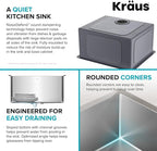 Kraus KHU101-21 Standart PRO 16 Gauge Undermount Single Bowl Set (4 Item Bundle: Sink, Bottom Grid, Drain Assembly, Kitchen Towel), 21 Inch, Stainless Steel