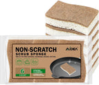 AIDEA Sponges Non Scratch, 6Count, Natural Sponge for Non Stick Cookware, Sponges Kitchen, Cellulose Scrub Sponge for Dishes, Cleaning Power for Kitchen, Bathroom, Household