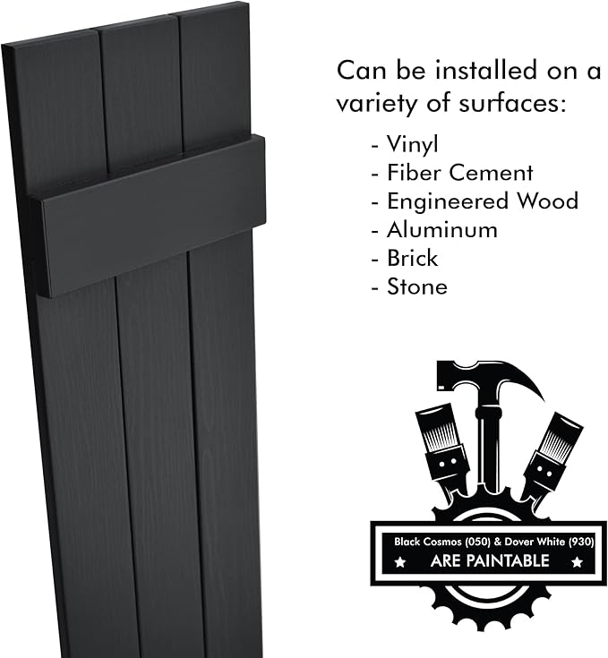 Board & Batten Vinyl Shutters (1 Pair) | 11"x51" (3-Board) - Cornerstone Grey | Exterior Window Shutters | Includes Mounting Hardware | Simple Installation | Made in USA