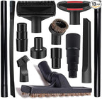 13Pcs Universal Vacuum Attachment Kit 1-1/4" Vacuum Hose Adapter Wet Dry Plastic Vacuum Cleaners Accessories with Extension Wand Horse Hair Brush Flexible Crevice Tool Adapter for Shop Vac Attachment