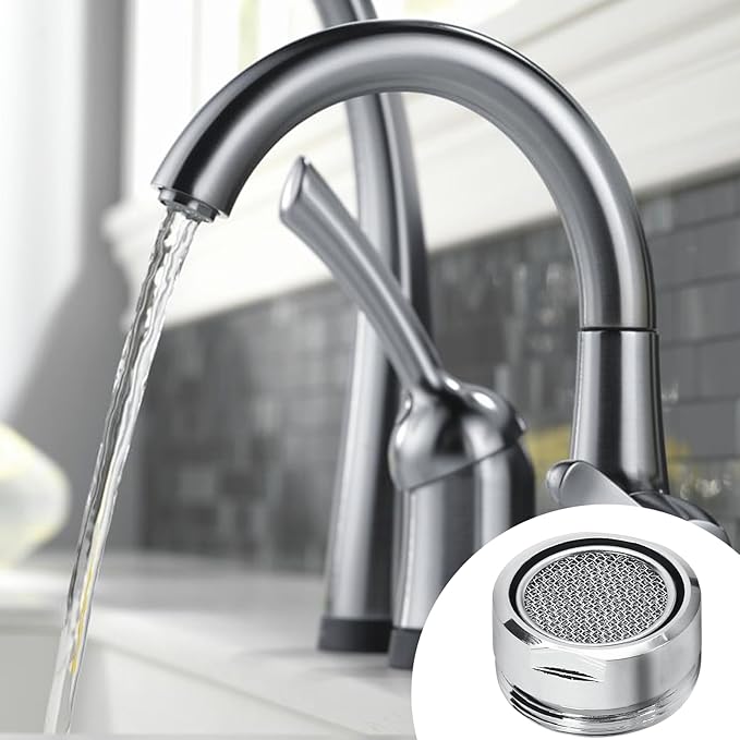 Litoexpe 15/16 Inch Faucet Aerator 4 PCS, Kitchen Sink Aerator Replacement Parts, Sink Faucet Male Thread Faucet Filter with Brass Shell and Gasket for Bathroom