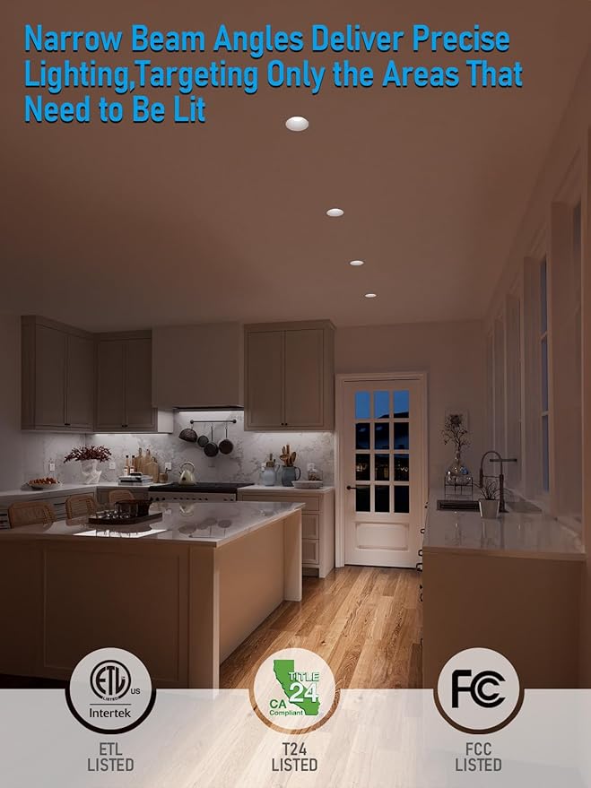 TORCHSTAR 3 Inch 5CCT Anti Glare LED Recessed Lights with J-Box, Trimless Gimbal LED Recessed Ceiling Light, Deep Trim Canless Downlight, 2700-5000K Selectable, Ultra Narrow Frame, ETL FCC, Pack of 4