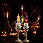 12 Pack C7 Clear Orange and Purple Flickering Flame Replacement Bulbs for String Lights Outdoor, E12 Screw Base, Flame Bulbs for Halloween Indoor Outdoor Roofline Garden Patio Party Decorations