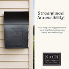 NACH Mailboxes for Outside Wall Mount, 15 x 9.5 x 4 inches, Black Wall Mounted Mailbox and Newspaper Holder, Waterproof Mailbox for Door - The No Admail Milano Mailbox