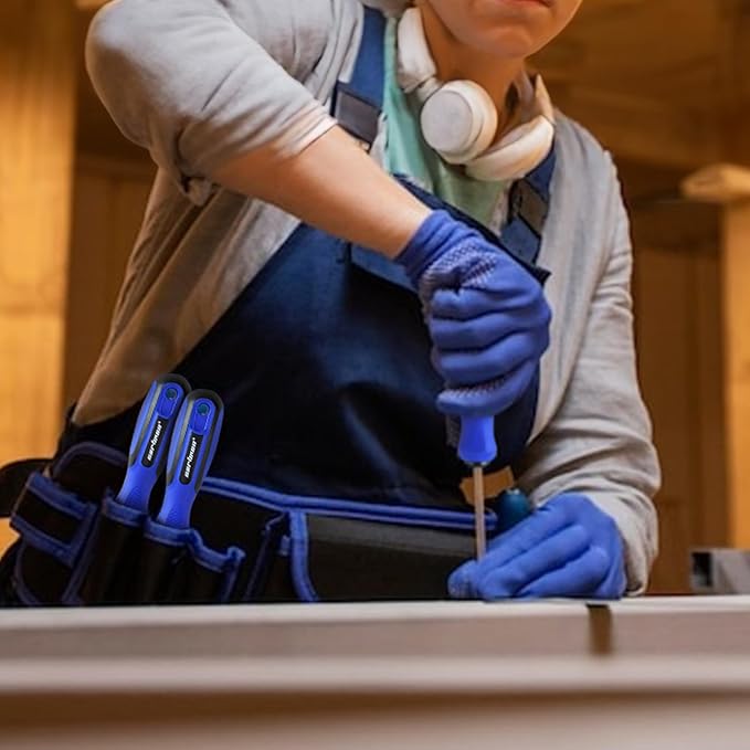 CARTMAN 12 Piece Magnetic Screwdriver Set 6 Phillips and 6 Flat Professional Cushion Grip Hand Tools Set