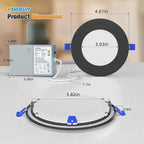 VOLISUN 24 Pack 4 inch Recessed Lighting, 5CCT LED Recessed Light Black, 2700K-5000K Selectable, 9.5W Eqv 80W, 810LM Dimmable Canless Wafer Downlight, LED Ceiling Light ETL Certificated