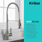 KRAUS Britt Commercial Style Spot Free Stainless Steel Pre-Rinse Kitchen Faucet with Deck Plate and Soap Dispenser, KPF-1690SFS-KSD-31SFS