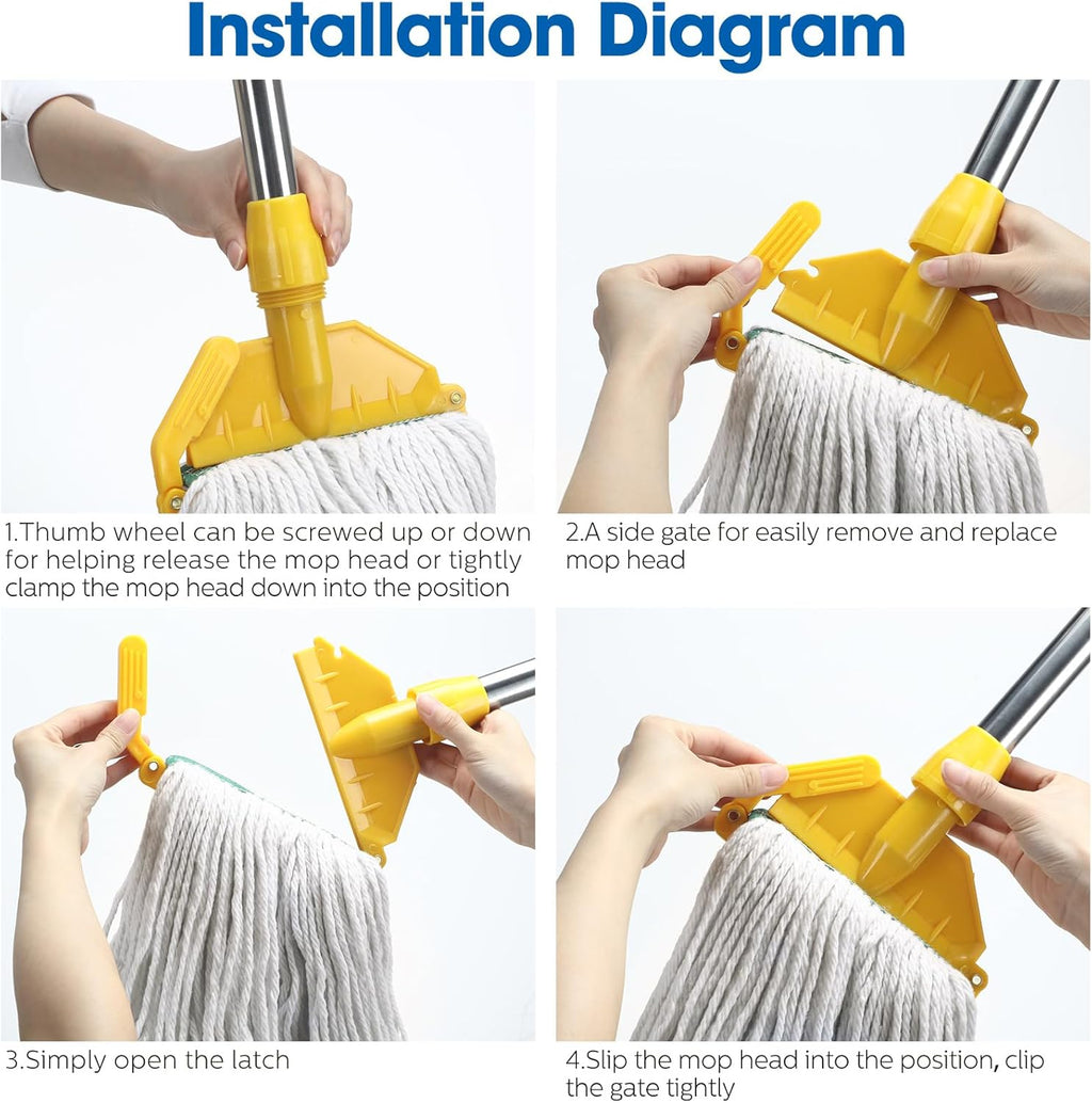 Eccliy 3 Pack Mop Heads Replacement Cotton String Mop Heads Heavy Loop Commercial Refills Replacement Bulk Heavy Duty Wet Refills for Home Industrial Commercial Floor Cleaning