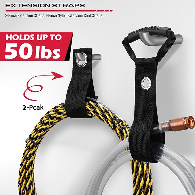 48" Heavy Duty Garage Wall Organizer, Wall Mount Tool Storage Rack with Adjustable Hooks, Garden Tool Organizer Hold Up to 300lbs, Easy Installation (3 Panels, 8 Hooks, 3 Straps)