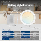 2 Pack Recessed Lighting 7 Inch with Junction Box, 5CCT 7 Inch LED Recessed Lights Dimmable 2700K/3000K/4000K/5000K/6000K, 16W 1300lm Ultra Thin Recessed Lighting - ETL and Energy Star Certified