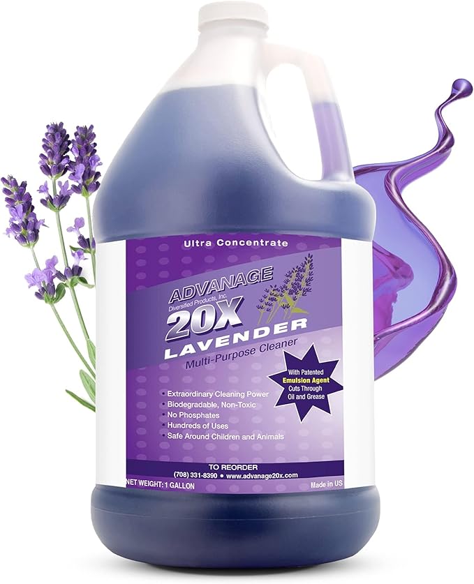 All Purpose Cleaner Concentrate - Advanage 20X The Wonder Cleaner Lavender for All Surfaces Around Bathroom, Kitchen, Oil and Grease, Multi Purpose Cleaner for Household Cleaning Solution | 128 FlOz