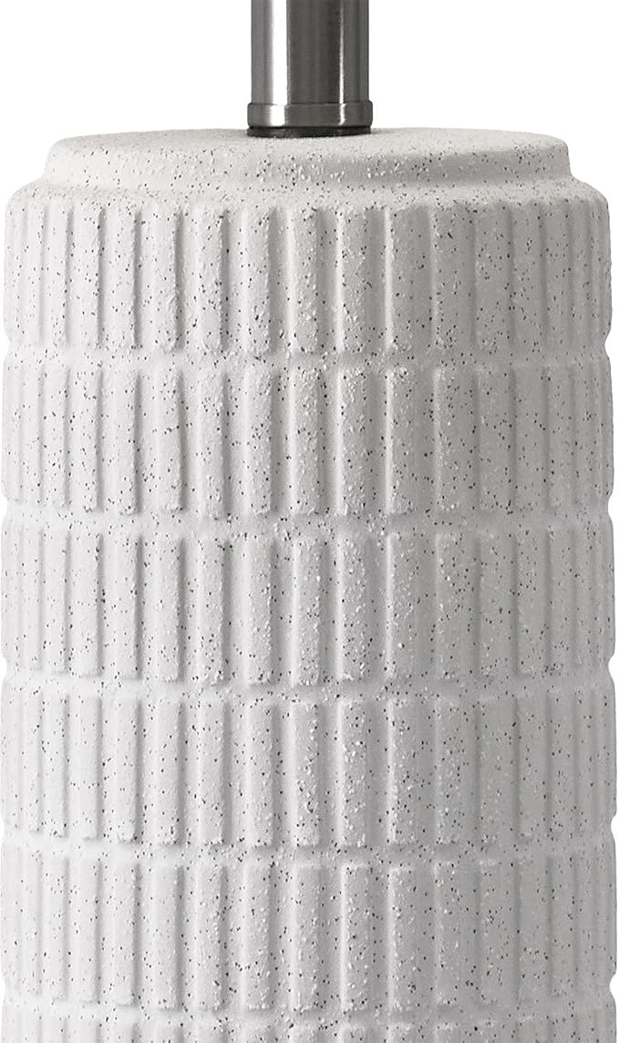 PoKat 24" Farmhouse Ceramic Table Lamps Set of 2 for Bedroom, White Stone-Like Bedside Lamps for Night Stands, Matte-Textured Decor Nightstand Table Lamps for Living Room End Table White