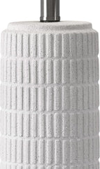 PoKat 24" Farmhouse Ceramic Table Lamps Set of 2 for Bedroom, White Stone-Like Bedside Lamps for Night Stands, Matte-Textured Decor Nightstand Table Lamps for Living Room End Table White