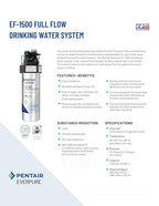 Pentair Everpure EF-1500 Quick-Change Filter Cartridge, EV985850, NSF Certified to Reduce Lead, For Use in Everpure EF-1500 Full Flow Drinking Water System, 1,500 Gallon Capacity, 0.5 Micron