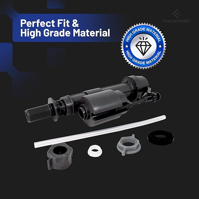 EvertechPRO Universal Toilet Fill Valve Replacement Kit, 8-12 Inch Adjustable Fill Valve Kit, Easy Installation