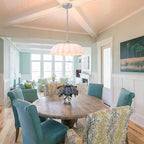 15.7" Vintage Flower Brushed Nickel Chandelier - Adjustable Height White Milk Glass Shades Pendant Light Fixture for Kitchen Island, Dining Room, Bedroom