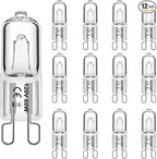 G9 Bulb 60W G9 Halogen Light Bulbs 2 Pin for Range Hood Lights, Microwave Ovens, Bathroom Light Bulbs, Chandeliers 120V 2700K Warm White 12 Pack