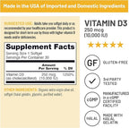 NatureWise Vitamin D3 10,000IU (250 mcg) 30-Day Supply - High Potency for Healthy Immune Support & Muscle Function, Non-GMO, Gluten-Free in Organic Extra Virgin Olive Oil, (Mini Softgel), 30 Count