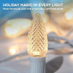 HLO Lighting Set of 25 Sun Warm White C9 Faceted LED Christmas Light Bulbs for Indoor & Outdoor Use | Durable Replacement Bulb