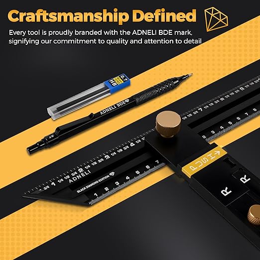 Stair Tread Template Tool (Black with stabilizing Blocks) Stair Tread Measuring Tool - Stair Tread Jig - Stair Tread Gauge - Modern Stair Template Tool