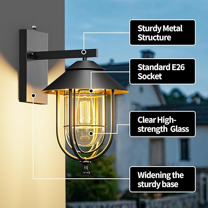 merley Porch Lights Outdoor Modern Wall Lights with Dusk to Dawn Sensor, Rust-Proof & Weather-Resistant Design, Easy to Install – Ideal for House