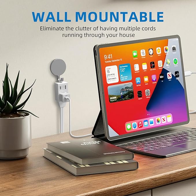 TiFFCOFiO Indoor Extension Cord, 2 Prong 12 Feet Extension Cord, 3 Polarized Outlets with Safety Slide Windows,13A/1625W, 16 AWG, 1 Pack