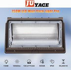 Juyace 150W LED Wall Pack Light with Dusk to Dawn Outdoor Lighting Security Flood Light 5000K 100-277V IP65 Waterproof for Barn Warehouse