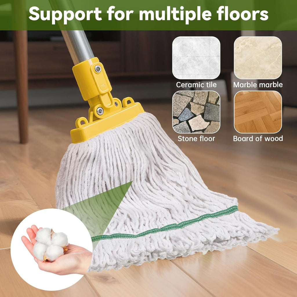 6 Pack Heavy Duty Commercial Cleaning Mop Head Replacements, Loop-End Cotton String Wet Mop Heads Refills Industrial Mops Heads for Commercial Garage Kitchen Home Floor Cleaning