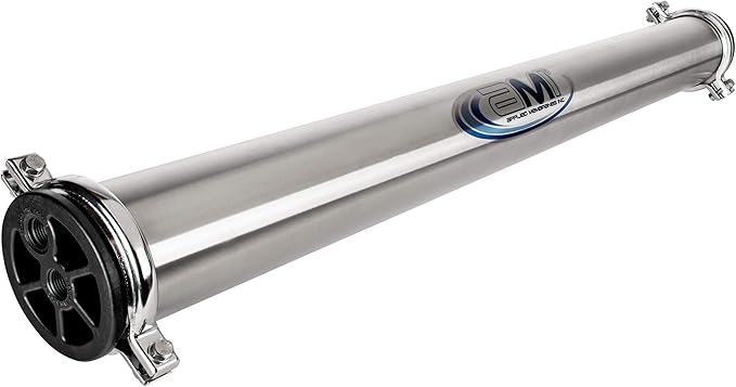 APPLIED MEMBRANES, INC. 4x40 Commercial RO Membrane Housing | Stainless Steel RO Pressure Vessel for 4" x 40" RO, UF, NF, MF Membrane Element | 300 PSI | End Clamp Style | PV4040SSAW-316