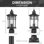Darkaway Outdoor Post Lights Lamp Posts Outdoor Lighting, Waterproof Aluminum Post Lights Outdoor Light Fixtures with Glass, Light Posts for Outside Patio Yard (2 Pack, Black)
