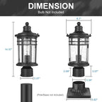 Darkaway Outdoor Post Lights Lamp Posts Outdoor Lighting, Waterproof Aluminum Post Lights Outdoor Light Fixtures with Glass, Light Posts for Outside Patio Yard (1 Pack, Black)