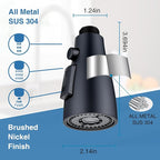 Metal Kitchen Faucet Head Replacement, 3 Functions Kitchen Faucet Head High Pressure, Matte Black Pull Down Kitchen Sink Sprayer Replacement with 9 Adapters Compatible with Most Faucets